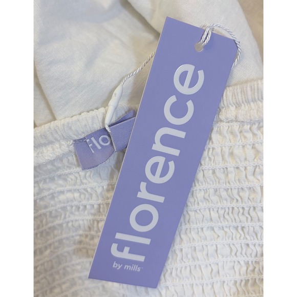 NEW Florence by Mills XXL White Linen Blend Smocked Ruched Mini Dress - Picture 7 of 9